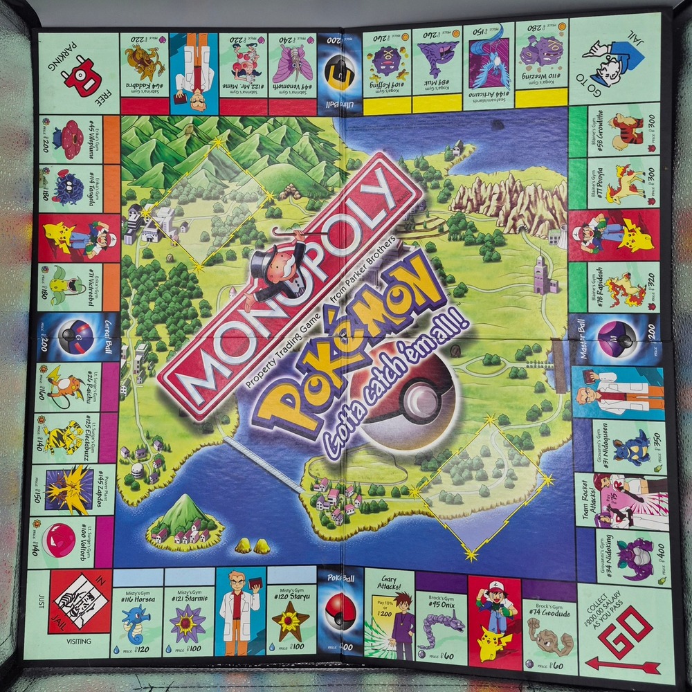 1999 Pokemon Monopoly Replacement Game Board Parker Brothers Kanto Edition Board